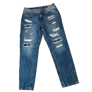 Miss Me Boyfriend Ankle Jeans Womens 30 (30x27) Blue Medium Wash Distressed